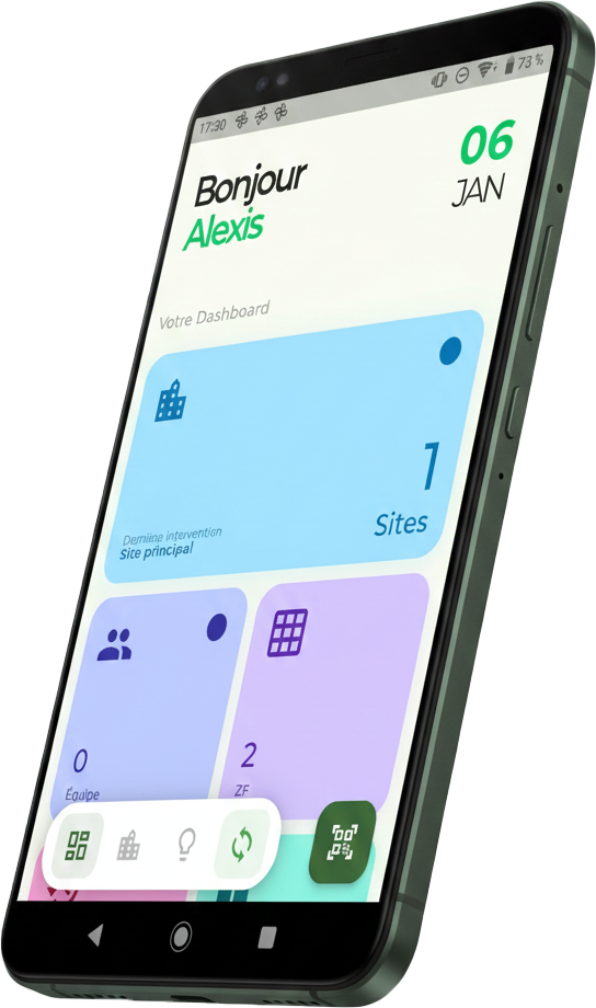 Application RegiFlow — écran de relevé DAS sur mobile